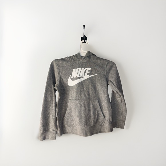 Nike kids Hoodie Club Fleece Gray M Sweatshirt Pullover like new - Picture 11 of 13
